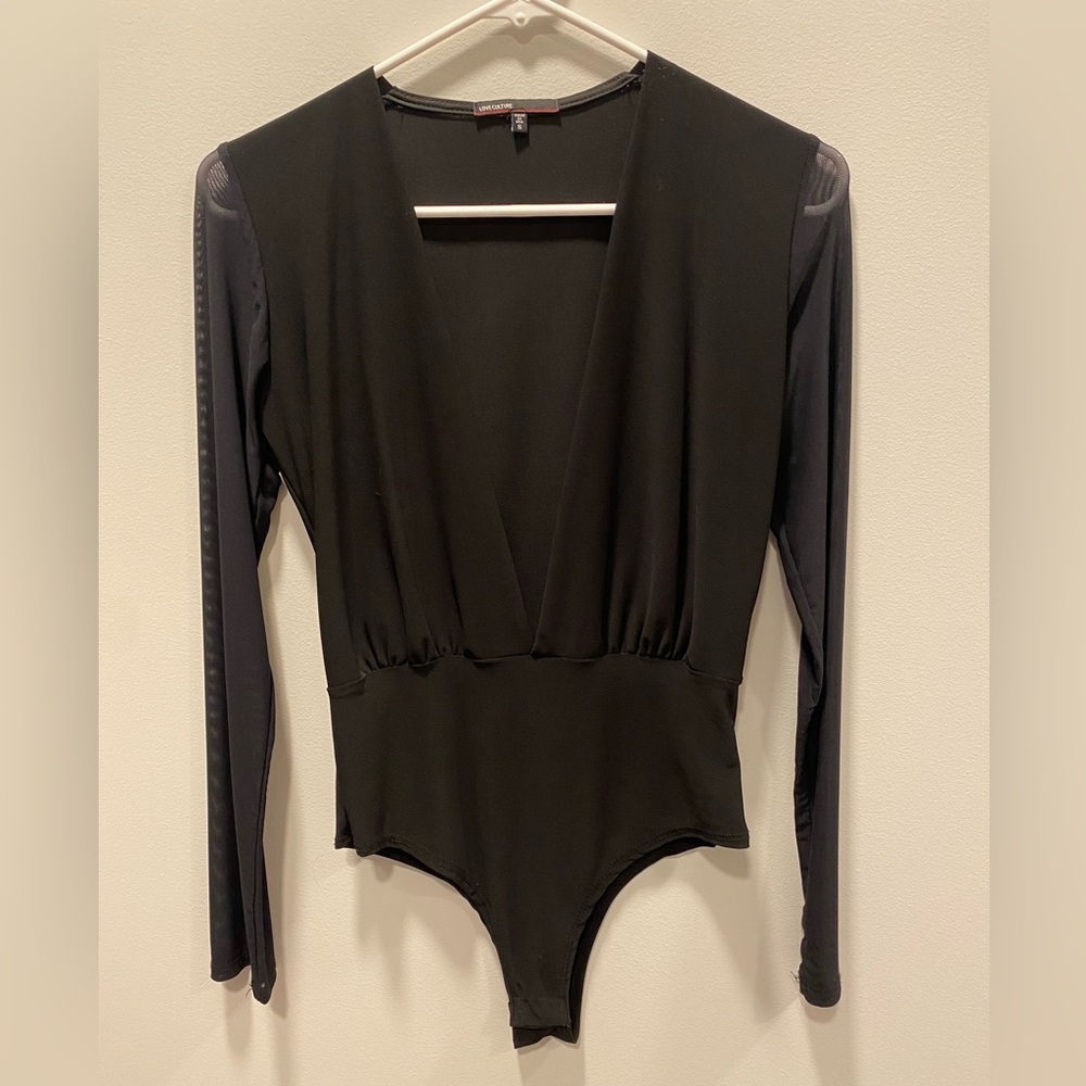 Bodysuit w/ sheer sleeves